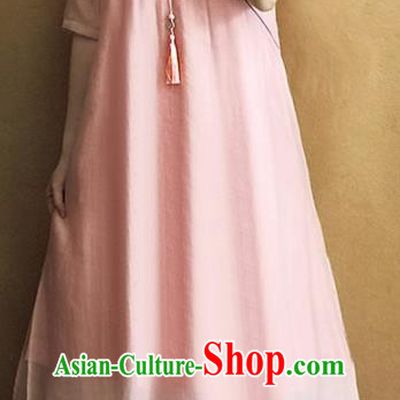 Traditional Chinese National Costume Tang Suit Embroidered Pink Qipao Dress for Women