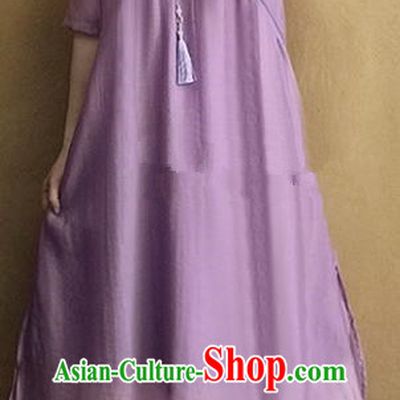 Traditional Chinese National Costume Tang Suit Embroidered Purple Qipao Dress for Women