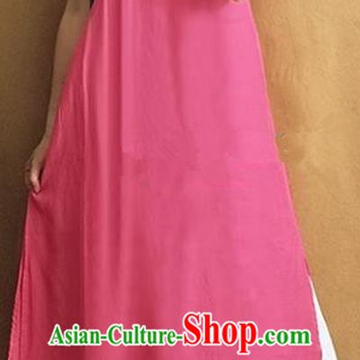 Traditional Chinese Embroidered Rosy Cheongsam Qipao Dress Tang Suit National Costume for Women