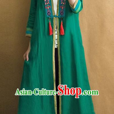Traditional Chinese Embroidered Green Cardigan Tang Suit Coat National Costume for Women