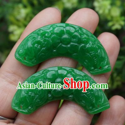 Handmade Chinese Carving Flower Green Jade Pendant Ancient Traditional Jade Craft Decoration