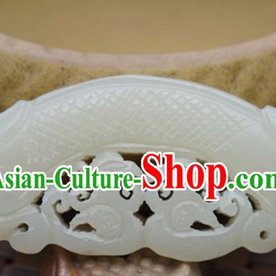 Handmade Chinese Carving Dragon White Jade Pendant Ancient Traditional Jade Craft Decoration