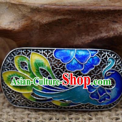 Handmade Chinese Blueing Peacock Necklace Pendant Ancient Palace Hairpins Jewelry Accessories for Women