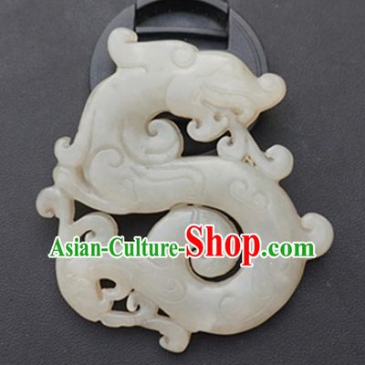 Handmade Chinese Carving Dragon Jade Waist Pendant Ancient Traditional Jade Craft Decoration