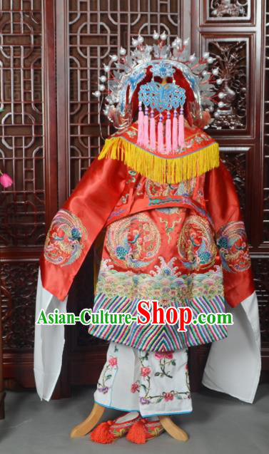 Handmade Chinese Beijing Opera Queen Red Costume Peking Opera Actress Embroidered Dress for Women