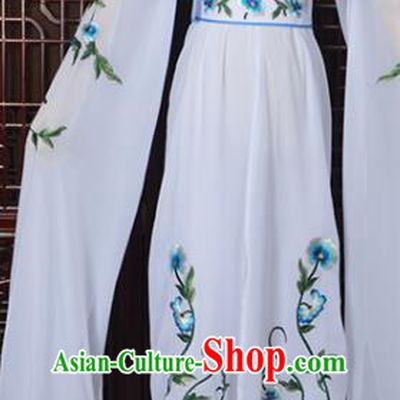 Handmade Chinese Beijing Opera Princess Costume Peking Opera Actress Embroidered White Dress for Women