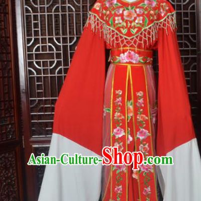 Handmade Chinese Beijing Opera Actress Costume Peking Opera Princess Embroidered Red Dress for Women