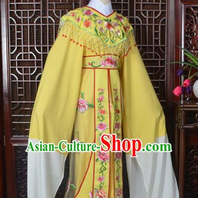 Handmade Chinese Beijing Opera Actress Costume Peking Opera Princess Embroidered Yellow Dress for Women