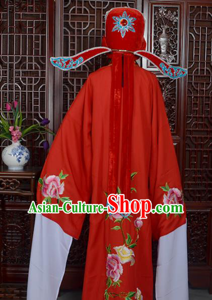 Handmade Chinese Beijing Opera Niche Red Costume Peking Opera Scholar Clothing for Men Handmade Chinese Beijing Opera Niche Red Costume Peking Opera Scholar Clothing for Men