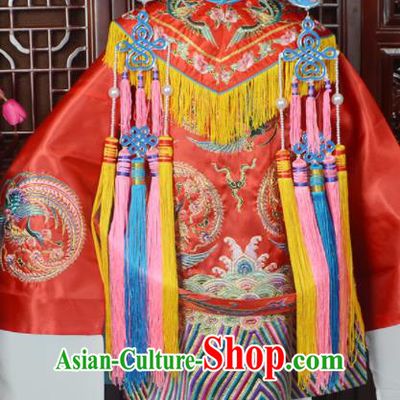Handmade Chinese Beijing Opera Queen Red Costume Peking Opera Actress Embroidered Dress for Women