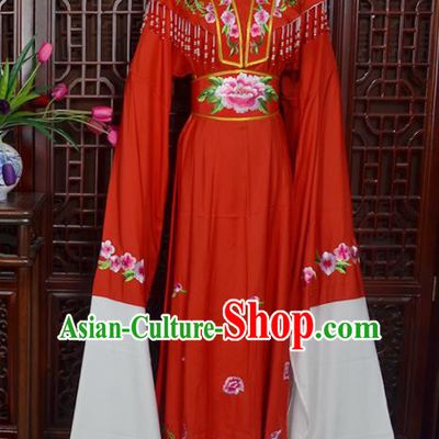 Handmade Chinese Beijing Opera Actress Embroidered Red Dress Peking Opera Princess Costume for Women