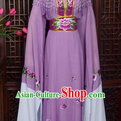Handmade Chinese Beijing Opera Actress Embroidered Purple Dress Peking Opera Princess Costume for Women