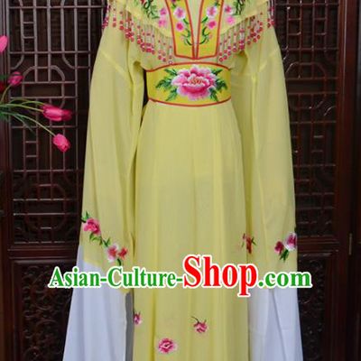 Handmade Chinese Beijing Opera Actress Embroidered Yellow Dress Peking Opera Princess Costume for Women