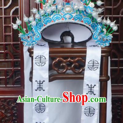 Chinese Handmade Beijing Opera General Helmet Traditional Ancient Military Officer Hat Hair Accessories for Men