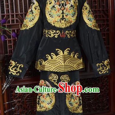 Handmade Chinese Beijing Opera Takefu Black Costume Traditional Peking Opera Soldier Clothing for Men