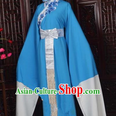 Handmade Chinese Beijing Opera Niche Blue Costume Traditional Peking Opera Clothing for Men