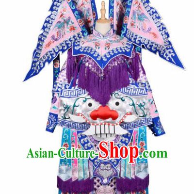 Handmade Chinese Beijing Opera General Guan Yu Pink Costume Traditional Peking Opera Takefu Embroidered Clothing for Men