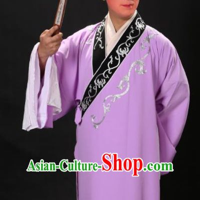 Handmade Chinese Beijing Opera Niche Costume Traditional Peking Opera Scholar Embroidered Purple Robe for Men