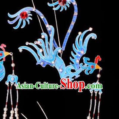 Chinese Handmade Beijing Opera Hair Accessories Traditional Ancient Princess Tassel Phoenix Hairpins for Women