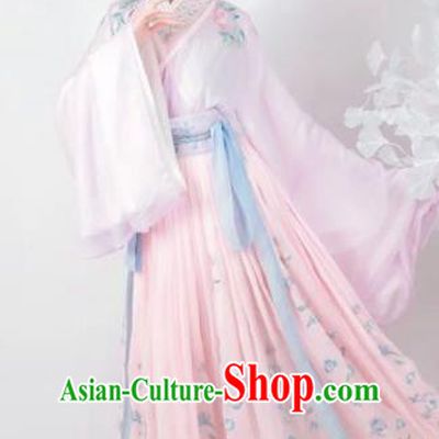 Traditional Chinese Jin Dynasty Palace Lady Embroidered Hanfu Dress Ancient Drama Imperial Consort Historical Costume for Women