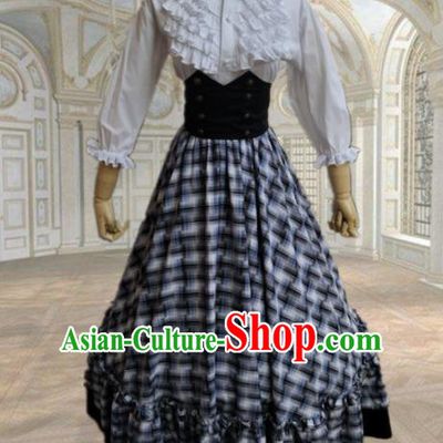 Europe Medieval Traditional Court Maid Costume European Grey Dress for Women