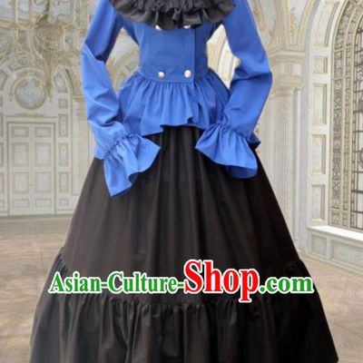 Europe Medieval Traditional Court Maid Costume European Black Dress for Women