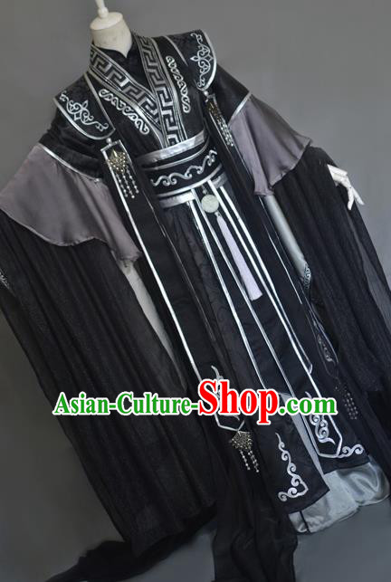 Traditional Chinese Cosplay Emperor Black Clothing Ancient Swordsman Costume for Men Traditional Chinese Cosplay Emperor Black Clothing Ancient Swordsman Costume for Men