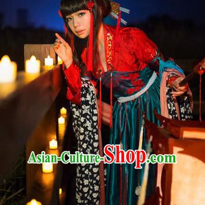 Traditional Chinese Cosplay Swordswoman Red Hanfu Dress Ancient Court Lady Costume for Women