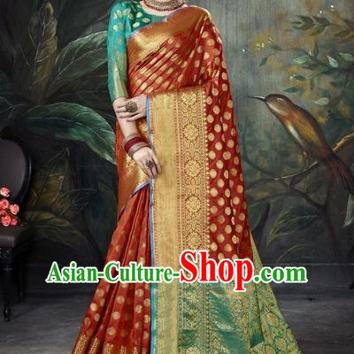 Asian India Purplish Red Sari Dress Indian Traditional Court Costume Bollywood Queen Clothing for Women