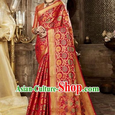 Asian India Traditional Red Sari Dress Indian Court Costume Bollywood Queen Clothing for Women