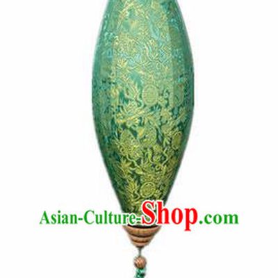 Handmade Chinese Traditional Lantern Green Silk Lanterns Ceiling Lamp New Year Lantern