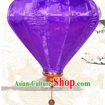 Chinese Traditional Lantern Handmade Purple Silk Lanterns Ceiling Lamp New Year Lantern