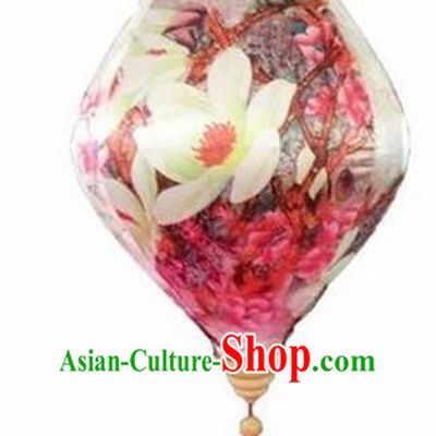 Chinese Traditional Lantern Handmade Printing Mangnolia Lanterns Ceiling Lamp New Year Lantern