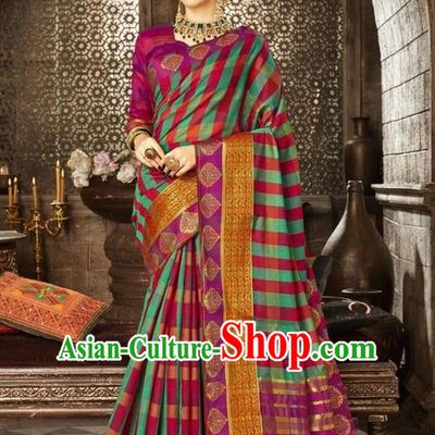 Asian India Traditional Sari Dress Indian Court Green Costume Bollywood Queen Clothing for Women