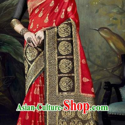 Asian India Traditional Bollywood Red Sari Dress Indian Court Queen Costume for Women