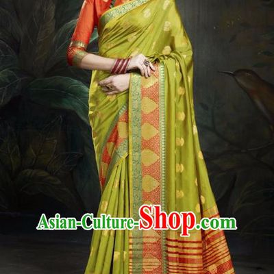 Asian India Traditional Bollywood Green Sari Dress Indian Court Queen Costume for Women