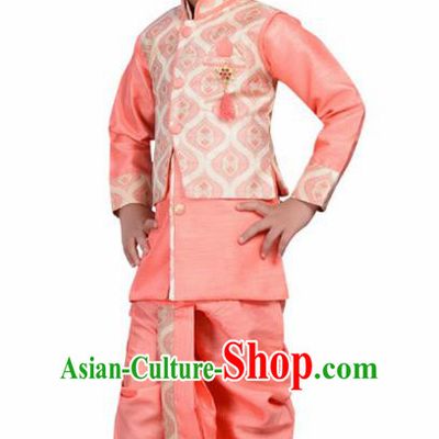 Asian India Traditional Costumes South Asia Indian National Pink Shirt and Pants for Kids
