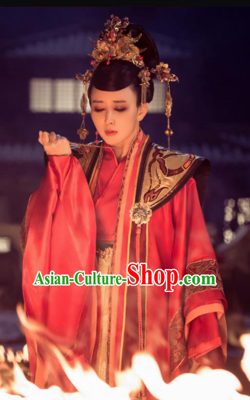 Chinese Ancient Legend Hoshin Engi Shang Dynasty Empress Historical Costume and Headpiece for Women
