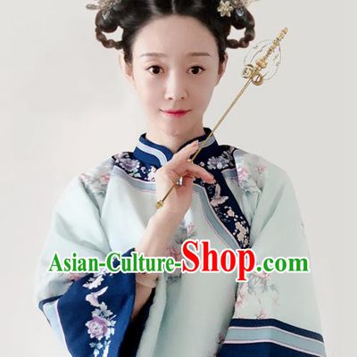 Traditional Chinese Tang Suit Printing Peony Green Blouse Upper Outer Garment National Costume for Women