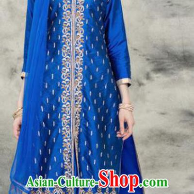 South Asian India Traditional Royalblue Costume Asia Indian National Punjabi Suit for Women