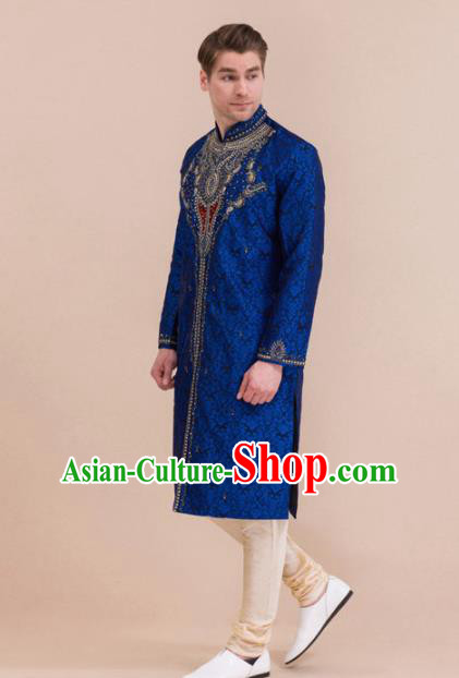 South Asian India Traditional Costume Royalblue Coat and Pants Asia Indian National Suit for Men South Asian India Traditional Costume Royalblue Coat and Pants Asia Indian National Suit for Men