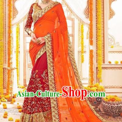Asian India Traditional Wedding Bride Wine Red Sari Dress Indian Bollywood Court Costume for Women