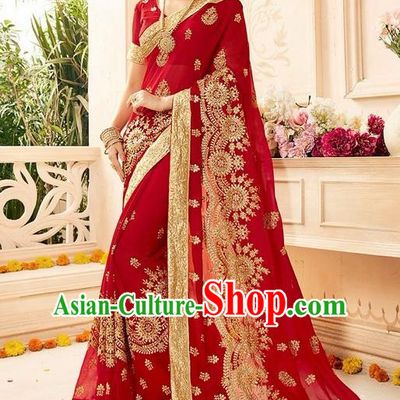 Asian India Traditional Sari Dress Indian Bollywood Court Queen Nobility Bride Costume for Women