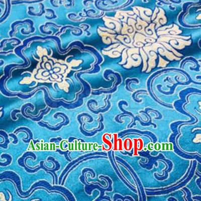 Chinese Traditional Pattern Design Silk Fabric Blue Brocade Tang Suit Fabric Material