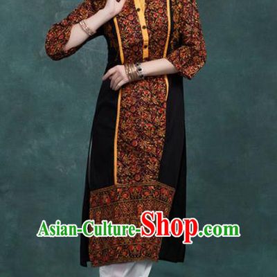 South Asian India Traditional Printing Costume Asia Indian National Punjabi Suit for Women