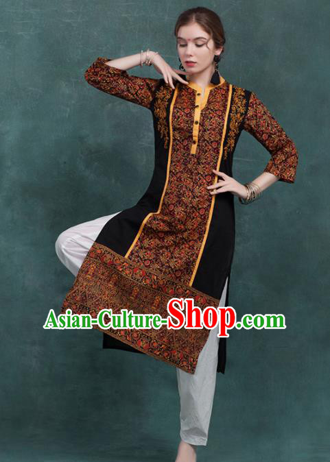 South Asian India Traditional Printing Costume Asia Indian National Punjabi Suit for Women