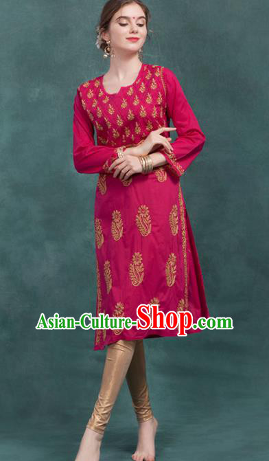South Asian India Traditional Rosy Dress Costume Asia Indian National Punjabi Suit for Women South Asian India Traditional Rosy Dress Costume Asia Indian National Punjabi Suit for Women