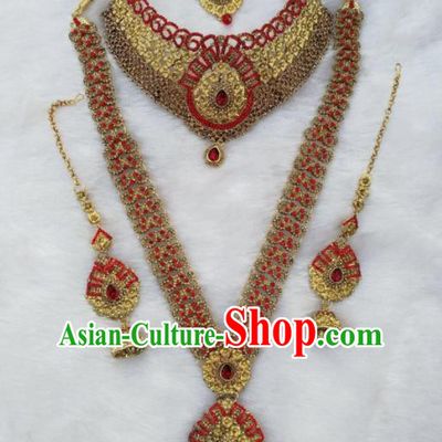 South Asian India Traditional Jewelry Accessories Indian Bollywood Necklace Earrings Hair Clasp for Women