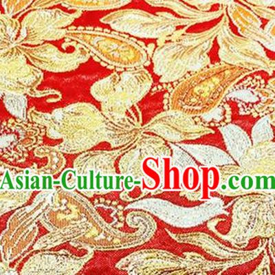 Chinese Traditional Peony Pattern Design Silk Fabric Red Brocade Tang Suit Fabric Material