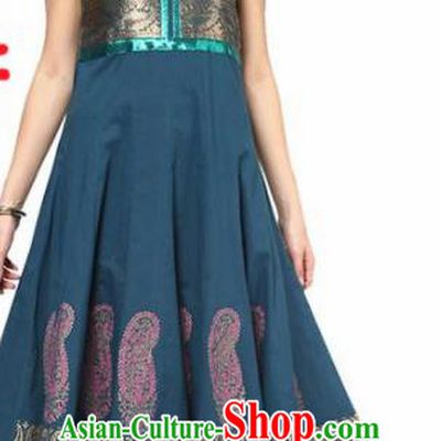South Asian India Traditional Punjabi Peacock Blue Dress Costume Asia Indian National Costume for Women